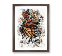 Monarch Butterflies Vol.1 Watercolour Modern Framed Print | A3 Walnut Framed Wall Art | Ready to Hang | Modern Historical Picture | Living Room Bedroom Lounge Office