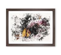 Monarch Butterflies Vol.2 Watercolour Modern Framed Print | A2 Walnut Framed Wall Art | Ready to Hang | Modern Historical Picture | Living Room Bedroom Lounge Office
