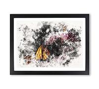 Monarch Butterflies Vol.2 Watercolour Modern Framed Print | A4 Black Framed Wall Art | Ready to Hang | Modern Historical Picture | Living Room Bedroom Lounge Office