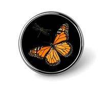 Monarch Butterfly And Dragonfly Round Lapel Pins Button Brooch Pin Badge Clothes Accessories for Men Women