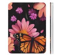 Monarch Butterfly And Flower Petals Funny Tablet Cases Compatible with iPad Mini Series Pen Holder Clear Shockproof Protective Cover