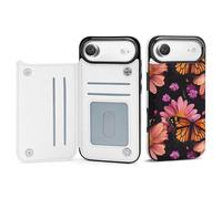 Monarch Butterfly And Flower Petals Leather Wallet Case Compatible with iPhone 17/17 Air/17 Pro/17 Pro Max Printed Flip Protective Cover