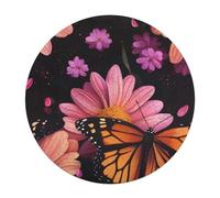 Monarch Butterfly And Flower Petals Wooden Puzzle Letter on Back Circular Easy Jigsaw Puzzles for Elderly Birthday Gift Family Game