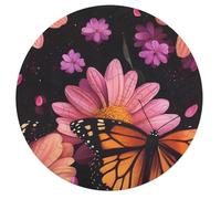 Monarch Butterfly And Flower Petals Wooden Puzzle Letter on Back Circular Easy Jigsaw Puzzles for Elderly Birthday Gift Family Game