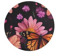 Monarch Butterfly And Flower Petals Wooden Puzzle Letter on Back Circular Easy Jigsaw Puzzles for Elderly Birthday Gift Family Game