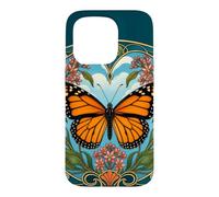 Monarch Butterfly Art Nouveau Floral Design Case for iPhone 15 Pro