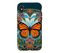 Monarch Butterfly Art Nouveau Floral Design Case for iPhone X/XS