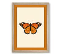 Monarch Butterfly Botanical Framed Wall Art Print A2 (59.4×42cm) Oak, Wall Decor for Living Room, Bedroom, Office & Home, Ready to Hang, Art Gift