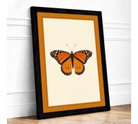 Monarch Butterfly Botanical Framed Wall Art Print A4 (29.7×21cm) Black, Wall Decor for Living Room, Bedroom, Office & Home, Ready to Hang, Art Gift