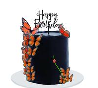 Monarch Butterfly Cake Topper 30Pcs Orange Monarch Butterflies Happy Birthday Cake Topper