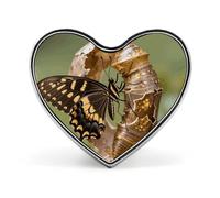 Monarch Butterfly Eclosion Lapel Pin Heart Metal Brooch Pin with Secure Pinback Fashion Button Badge for Clothing, Hats, Bags Decoration