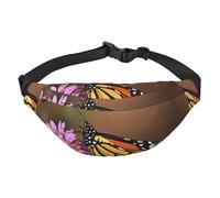 Monarch Butterfly Fanny Pack for Men Women Crossbody Waist Bag Everywhere Belt Bag Wallet Hip Bum Bag with Adjustable Strap Casual Chest Bag for Outdoor Hiking Cycling, Black, One Size