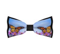 Monarch Butterfly Flowers Mens Classic Bow Ties Adjustable Length Printed Design Bowtie for Birthdays Valentine's Day Gifts