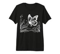 Monarch Butterfly Line Art Insect Drawing Premium T-Shirt