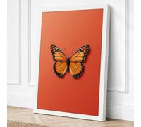 Monarch Butterfly Minimalist Canvas Wall Art Print 24x16 Inch (61 x 41 cm)