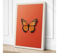 Monarch Butterfly Minimalist Canvas Wall Art Print 24x16 Inch (61 x 41 cm)