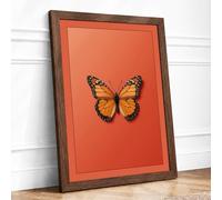Monarch Butterfly Minimalist Framed Wall Art Print A4 (29.7×21cm) Walnut, Wall Decor for Living Room, Bedroom, Office & Home, Ready to Hang, Art Gift