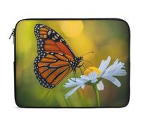 Monarch Butterfly on Flower Laptop Case Sleeve Bag 17inch Durable Shockproof Protective Computer Carrying Cover Briefcase