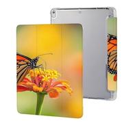Monarch Butterfly on Flower Tri-fold Tablet Case Compatible with IPAD 2017/2018/Air1/Air2 (9.7in)/Pro (10.5in) /Air3(10.5in)/10代 (10.9in) Soft Protective with Pen Slot