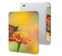Monarch Butterfly on Flower Tri-fold Tablet Case Compatible with IPAD 2017/2018/Air1/Air2 (9.7in)/Pro (10.5in) /Air3(10.5in)/10代 (10.9in) Soft Protective with Pen Slot