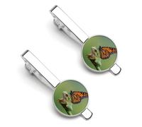 Monarch Butterfly on Frog Craft Tie Slide Print Ties Clip Bar Pin Gifts For Men