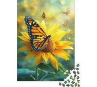 Monarch Butterfly on Sunflower 1000 Piece Jigsaw Puzzle, 38x26cm/1000pcs, for Adults, Screen-Free Activity, Relaxing Indoor Time And Puzzle Lovers