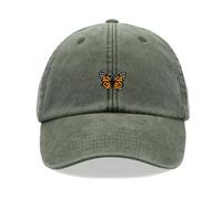 Monarch Butterfly Orange Baseball Cap Vintage Washed Unisex Dad Hat Adjustable Olive