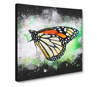 Monarch Butterfly Paint Splash Canvas Print | Gallery Wrapped 30mm Frame Wall Art | 14x14 inches | Ready to Hang | Modern Animals Picture | Living Room Bedroom Lounge Office