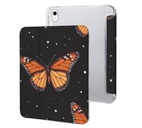 Monarch Butterfly Pattern Tri-fold Tablet Case Compatible with IPAD 2017/2018/Air1/Air2 (9.7in)/Pro (10.5in) /Air3(10.5in)/10代 (10.9in) Soft Protective with Pen Slot