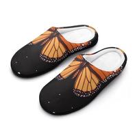 Monarch Butterfly Pattern Women's Slippers Cotton Warm House Shoes with Rubber Anti-Slip Sole Slip On for Home Outdoor 7-8(39-40