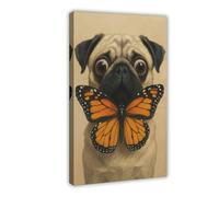 Monarch Butterfly Pomeranian Art Painting Canvas Poster Wall Art Decor Print Picture Paintings for Living Room Bedroom Decoration 24x36inch(60x90cm)