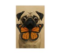 Monarch Butterfly Pomeranian Art Painting Canvas Poster Wall Art Decor Print Picture Paintings for Living Room Bedroom Decoration 12x18inch(30x45cm)
