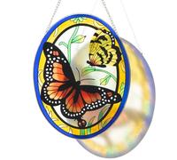 Monarch Butterfly Stained Glass Window Hanging, Butterfly Decorations Gift for Women, Christmas Stained Glass Suncatcher- Window Christmas Decor, Outdoor Hanging for Garden (10.5 inch)