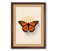 Monarch Butterfly Study Botanical Framed Wall Art Print A1 (84.1×59.4cm) Walnut, Wall Decor for Living Room, Bedroom, Office & Home, Ready to Hang, Art Gift