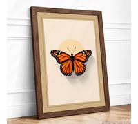 Monarch Butterfly Study Botanical Framed Wall Art Print A3 (42×29.7cm) Walnut, Wall Decor for Living Room, Bedroom, Office & Home, Ready to Hang, Art Gift