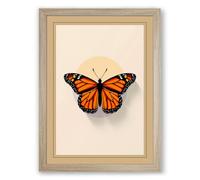 Monarch Butterfly Study Botanical Framed Wall Art Print A4 (29.7×21cm) Oak, Wall Decor for Living Room, Bedroom, Office & Home, Ready to Hang, Art Gift