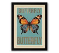 Monarch Butterfly Study Vintage Framed Wall Art Print A2 (59.4×42cm) Black, Wall Decor for Living Room, Bedroom, Office & Home, Ready to Hang, Art Gift