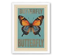 Monarch Butterfly Study Vintage Framed Wall Art Print A3 (42×29.7cm) White, Wall Decor for Living Room, Bedroom, Office & Home, Ready to Hang, Art Gift