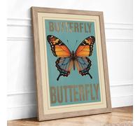 Monarch Butterfly Study Vintage Framed Wall Art Print A4 (29.7×21cm) Oak, Wall Decor for Living Room, Bedroom, Office & Home, Ready to Hang, Art Gift