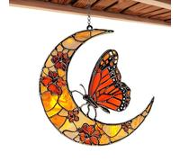 Monarch Butterfly Sun Catcher - Artistic Stained Glass Butterfly Hanging, Decorative Window Ornament | Handmade Monarch Butterfly Glass Decor, Colorful Butterfly Suncatcher, Art de fe