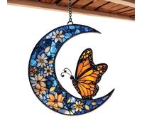 Monarch Butterfly Sun Catcher Hand Stained Glass Butterfly Ornament, Vibrating Window Hanging Decoration | Handmade Monarch Colorful Butterfly Window Decoration