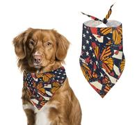 Monarch Butterfly U.S. Flag Cute Dog Bandanna Scarf Printed Adjustable Triangle Pet Kerchief for Dogs And Cats
