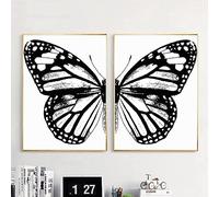 Monarch Butterfly Wall Art Left Right Butterfly Wing Poster Vintage Butterflies Wall Art Canvas Print Vintage Butterflies Black and White Poster Abstract Canvas Poster Home Decor Artwork Unframed