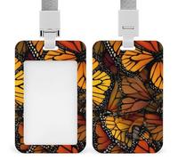 Monarch Butterfly Wings Printed Badge Holder with Lanyard Plastic Name ID Card Cases Work Tag
