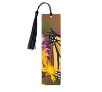 Monarch Butterfly Wooden Bookmarks 5 Pcs,Handmade Double-Sided Printed Book Marks Page Markers with Black Tassels Book Accessories Gift for Book Lovers Women Men