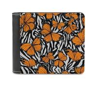 Monarch Butterfly Zebra Background Small Billfold Wallet Front Pocket Wallets Card Holder Slim Passport Purse for Men Women