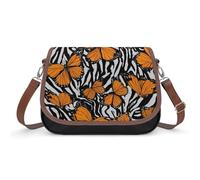 Monarch Butterfly Zebra Background Small Womens Crossbody Bags Shoulder Handbag with Adjustable Strap for Travel