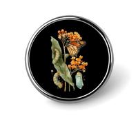 Monarch Caterpillar Chrysalis Round Brooch Badges Pin Metal Lapel Pins Jewellery