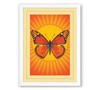 Monarch in Radiance Retro Framed Wall Art Print A2 (59.4×42cm) White, Wall Decor for Living Room, Bedroom, Office & Home, Ready to Hang, Art Gift