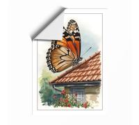 Monarch on Terracotta Botanical Unframed Wall Art Print A4 (29.7×21cm), Wall Decor for Living Room, Bedroom, Office & Home, Art Gift